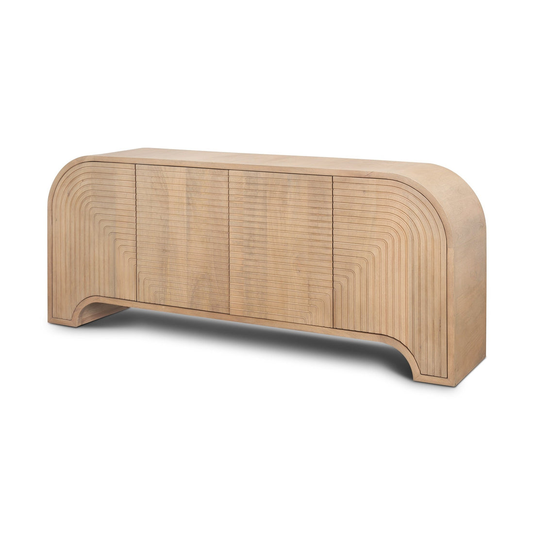Sorina 72" Solid Mango Wood Sideboard with Reverse Fluted Doors