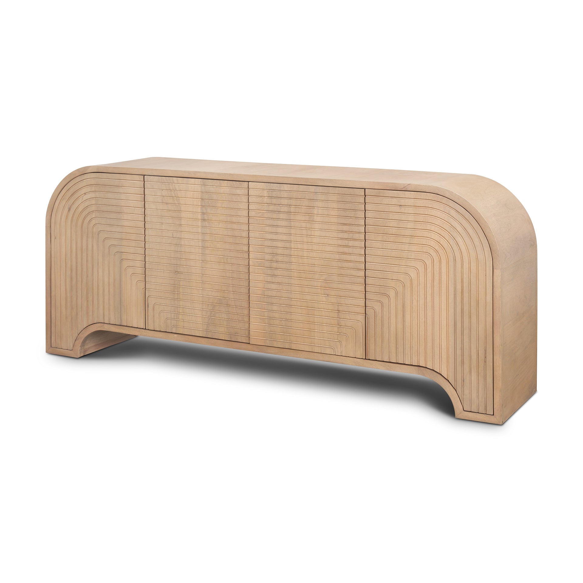 Sorina 72" Solid Mango Wood Sideboard with Reverse Fluted Doors