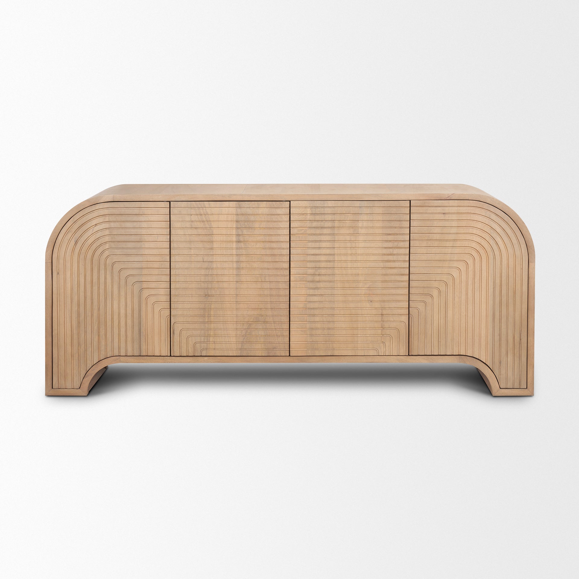 Sorina 72" Solid Mango Wood Sideboard with Reverse Fluted Doors