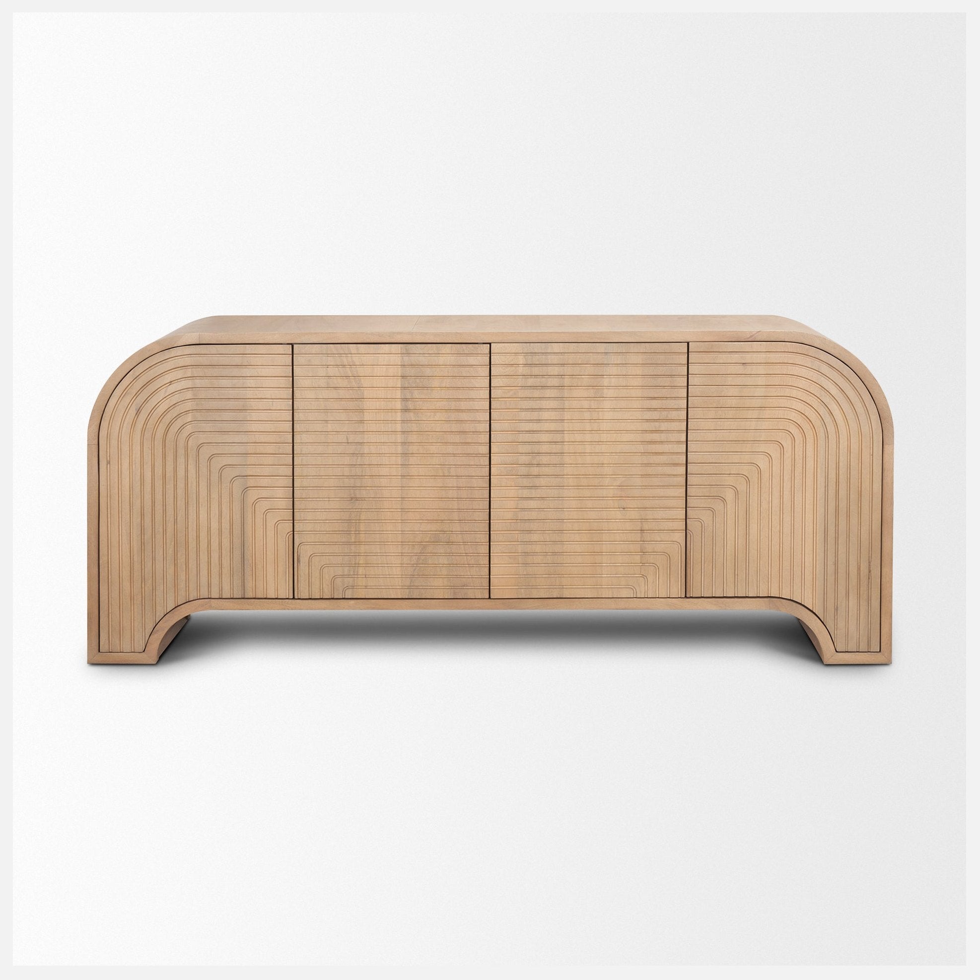Sorina 72" Solid Mango Wood Sideboard with Reverse Fluted Doors