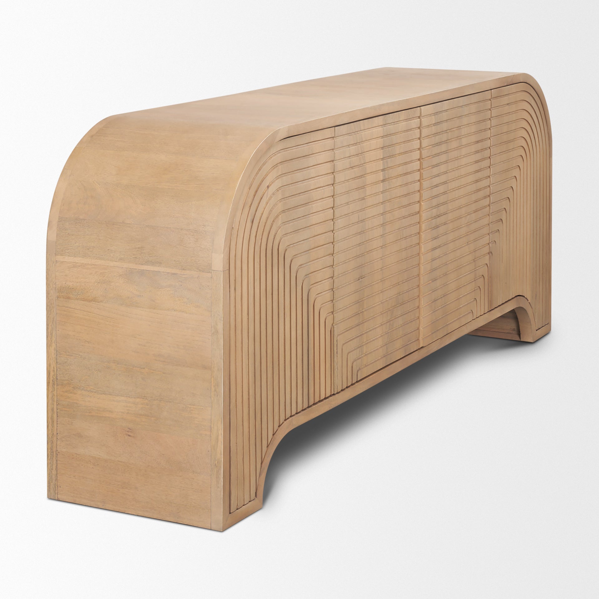 Sorina 72" Solid Mango Wood Sideboard with Reverse Fluted Doors