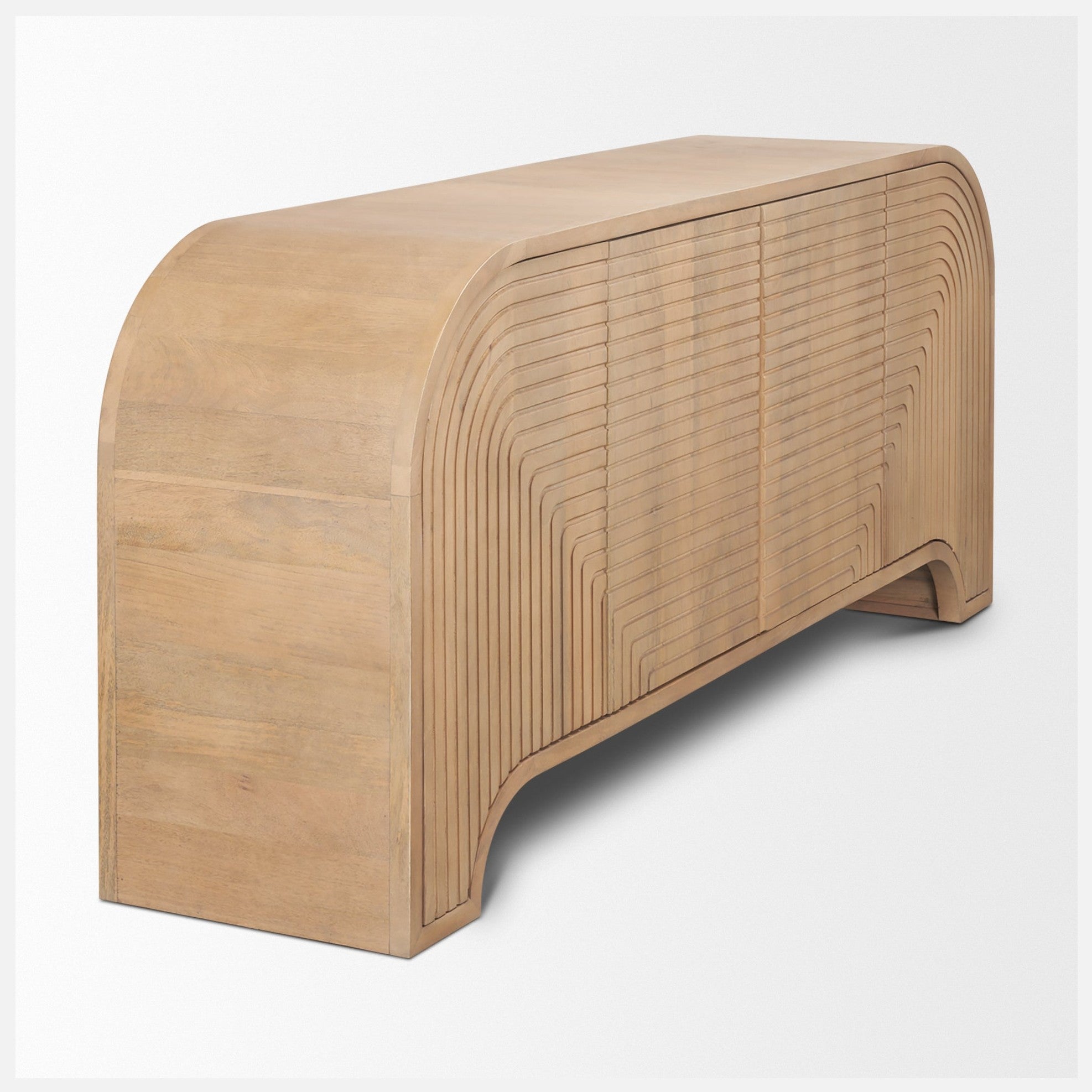 Sorina 72" Solid Mango Wood Sideboard with Reverse Fluted Doors