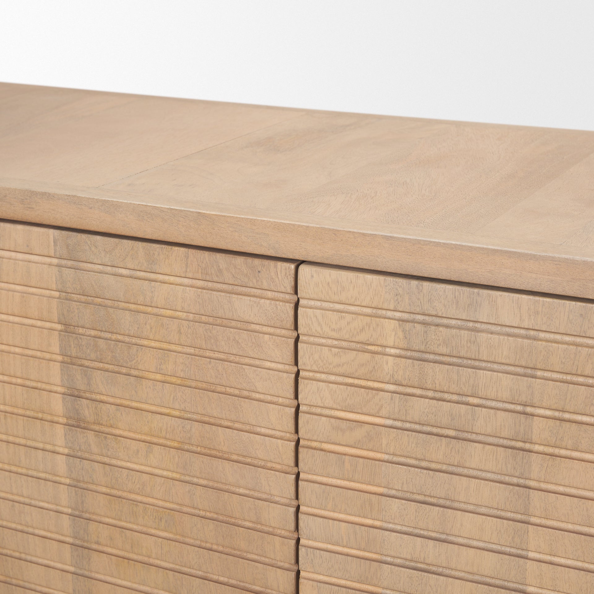 Sorina 72" Solid Mango Wood Sideboard with Reverse Fluted Doors