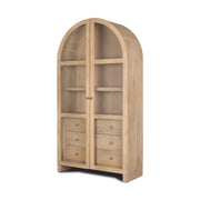 Suri Light Brown Wood W/Glass Doors Arched Curio Cabinet