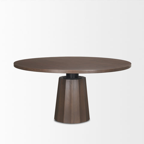 Swanson 60" Light Brown Wood Round Pedestal Dining Table