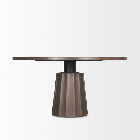 Swanson 60" Light Brown Wood Round Pedestal Dining Table