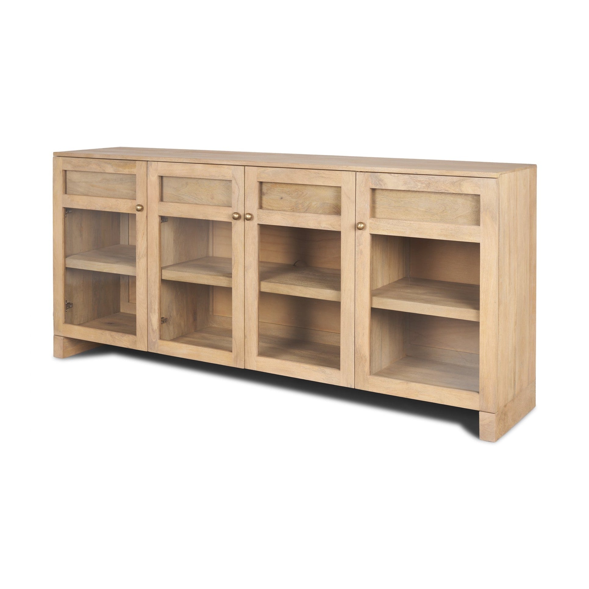 Suri Light Brown Wood w/ Glass Doors Sideboard