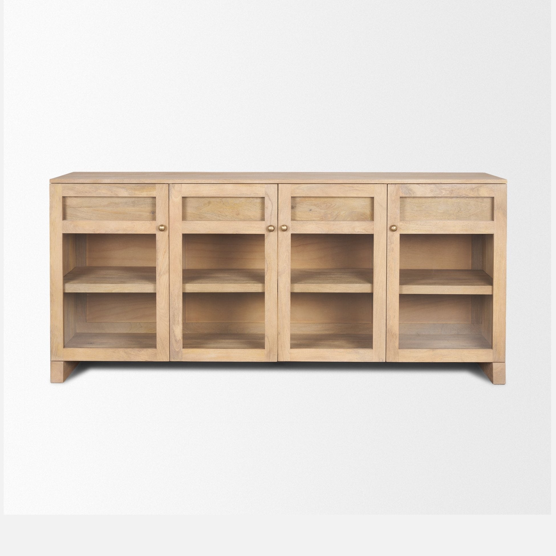Suri Light Brown Wood w/ Glass Doors Sideboard