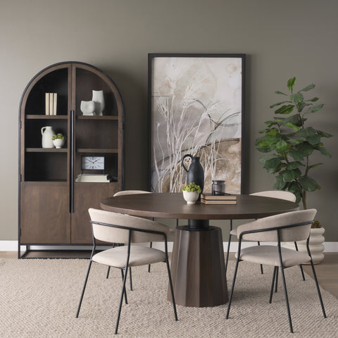 Swanson 60" Light Brown Wood Round Pedestal Dining Table