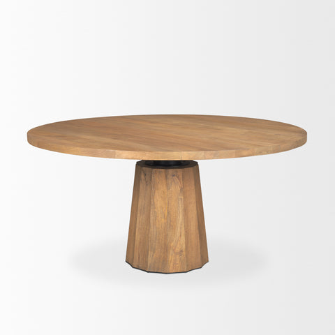 Swanson 60" Light Brown Wood Round Pedestal Dining Table
