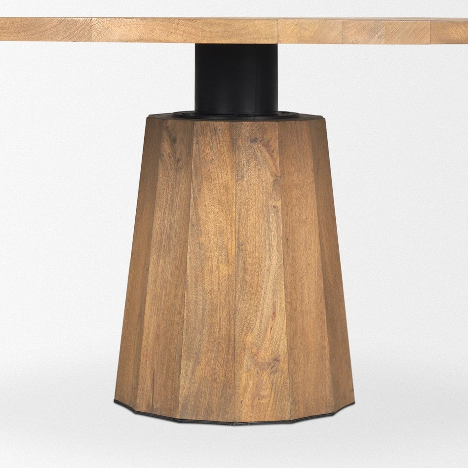 Swanson 60" Light Brown Wood Round Pedestal Dining Table