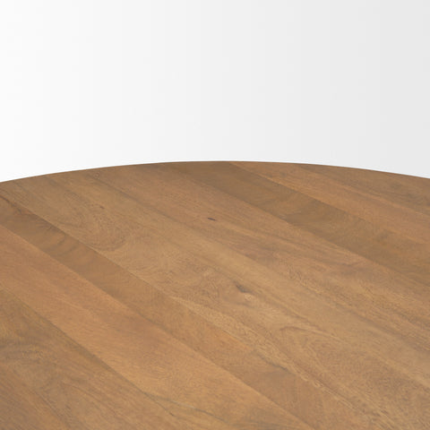Swanson 60" Light Brown Wood Round Pedestal Dining Table