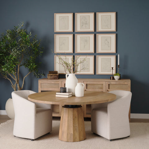 Swanson 60" Light Brown Wood Round Pedestal Dining Table