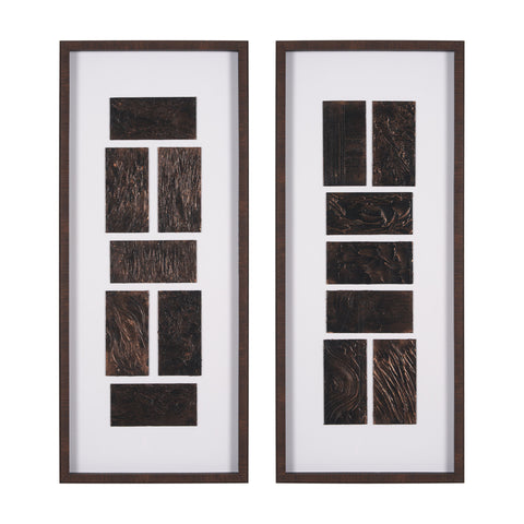 Grouped Bricks (Set of 2) by Studio M a handmade Original Framed Artwo