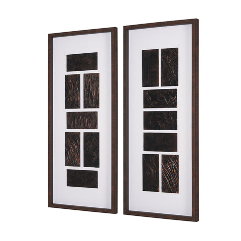 Grouped Bricks (Set of 2) by Studio M a handmade Original Framed Artwork under Glass