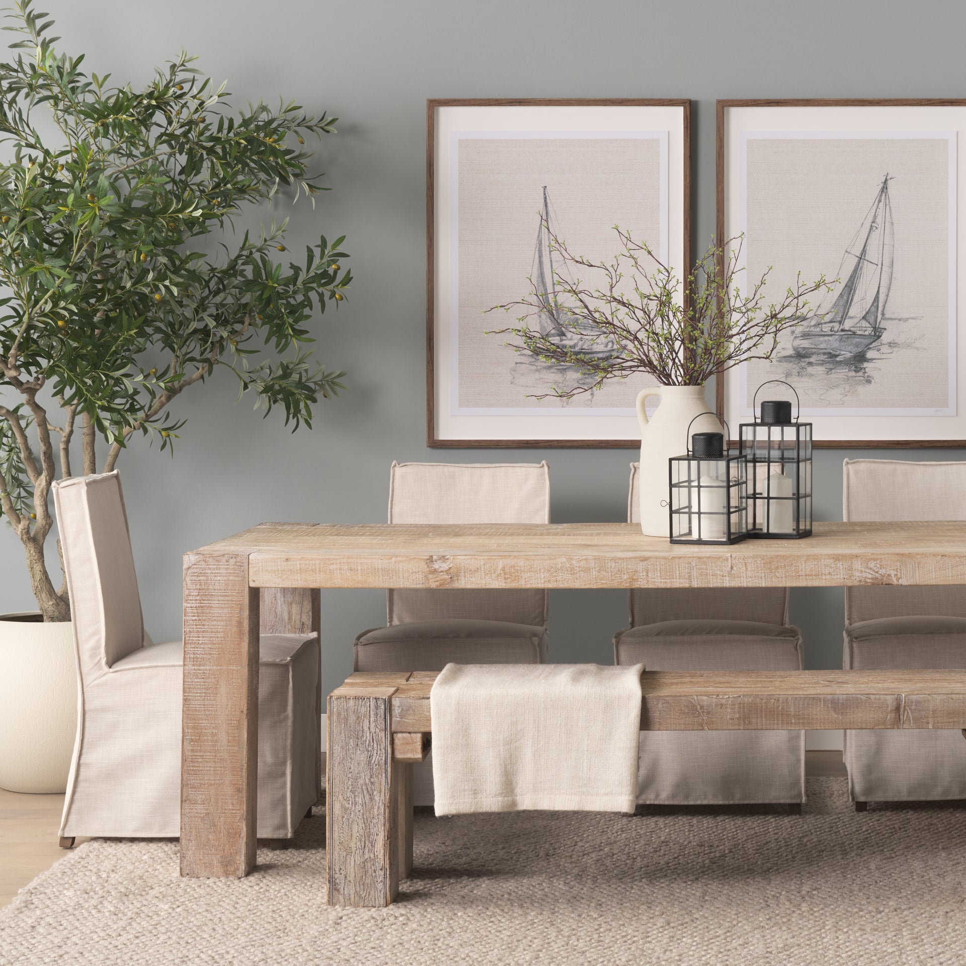 McArthur 94" Whitewash Reclaimed Wood Dining Table