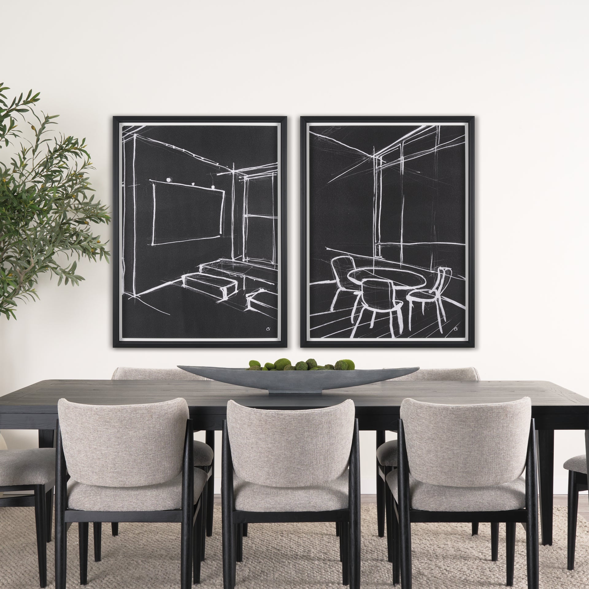 Interior Sketch by Mercana Studio a  Framed Art Print