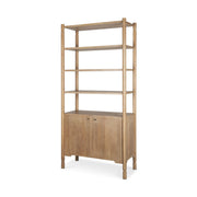 Phil Light Brown Wood 2 Door 3 Shelves Open Shelving Unit
