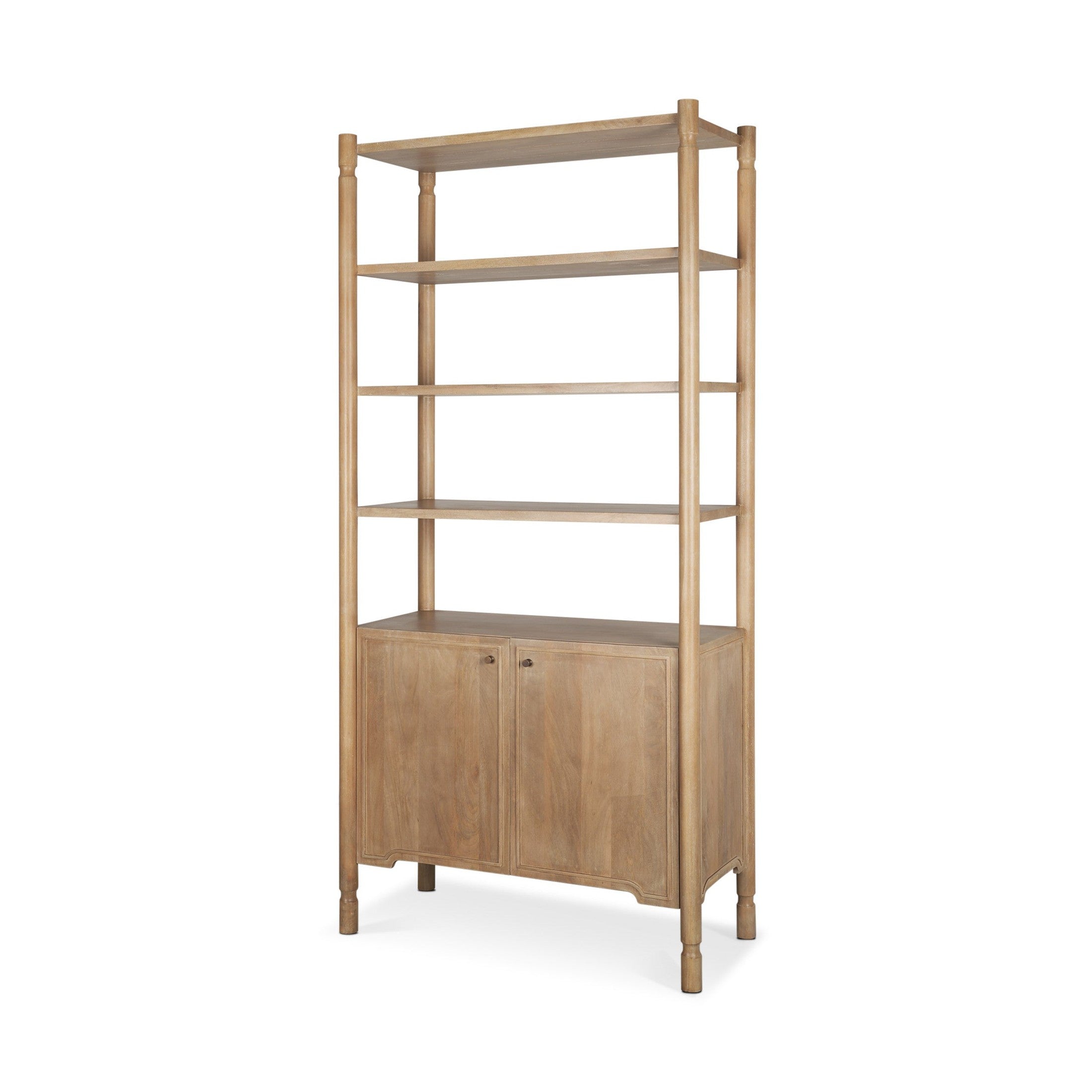 Phil Light Brown Wood 2 Door 3 Shelves Open Shelving Unit