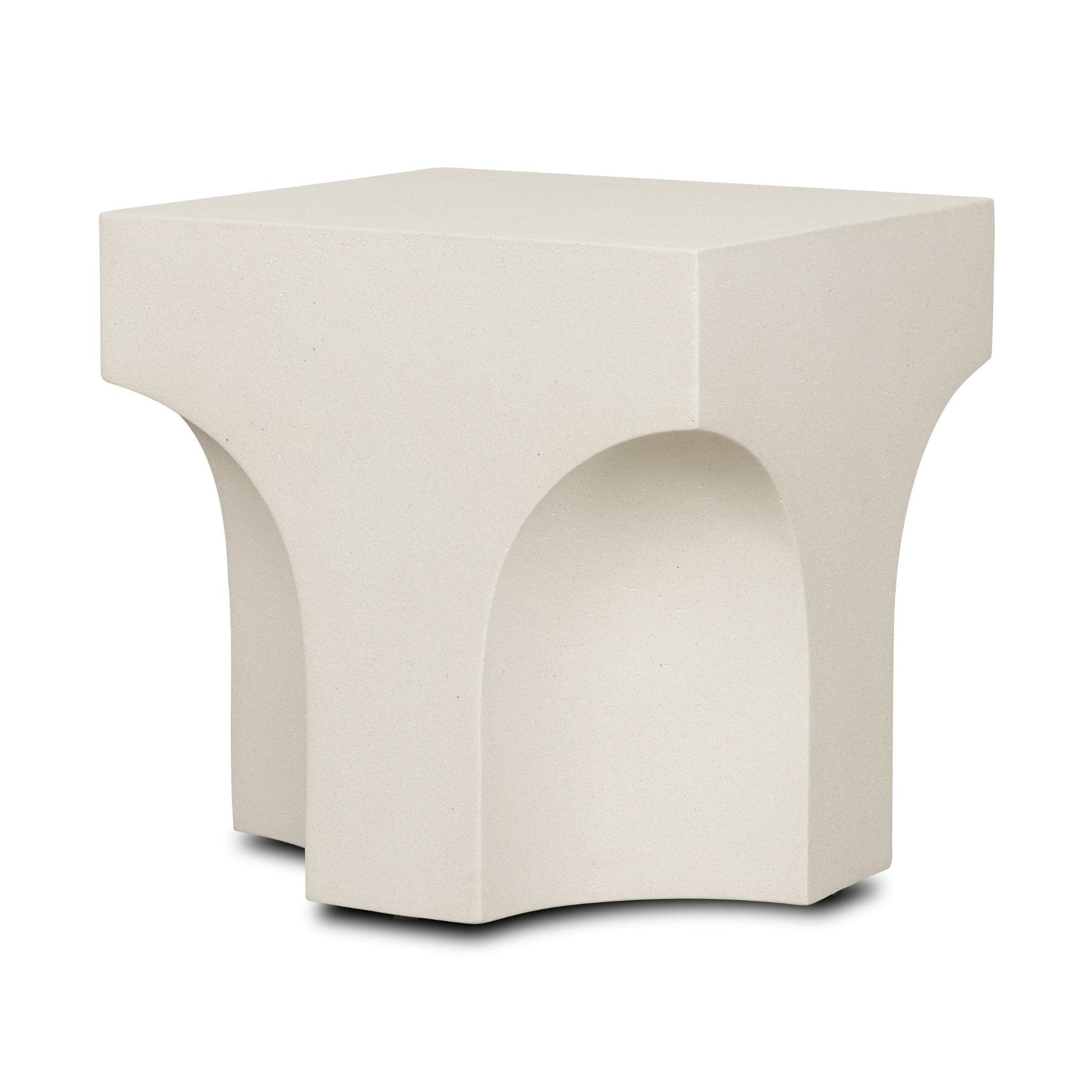 Bunda Square Sculptural Stone Finish Accent Table