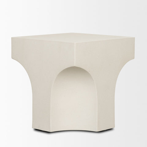 Bunda Square Sculptural Stone Finish Accent Table