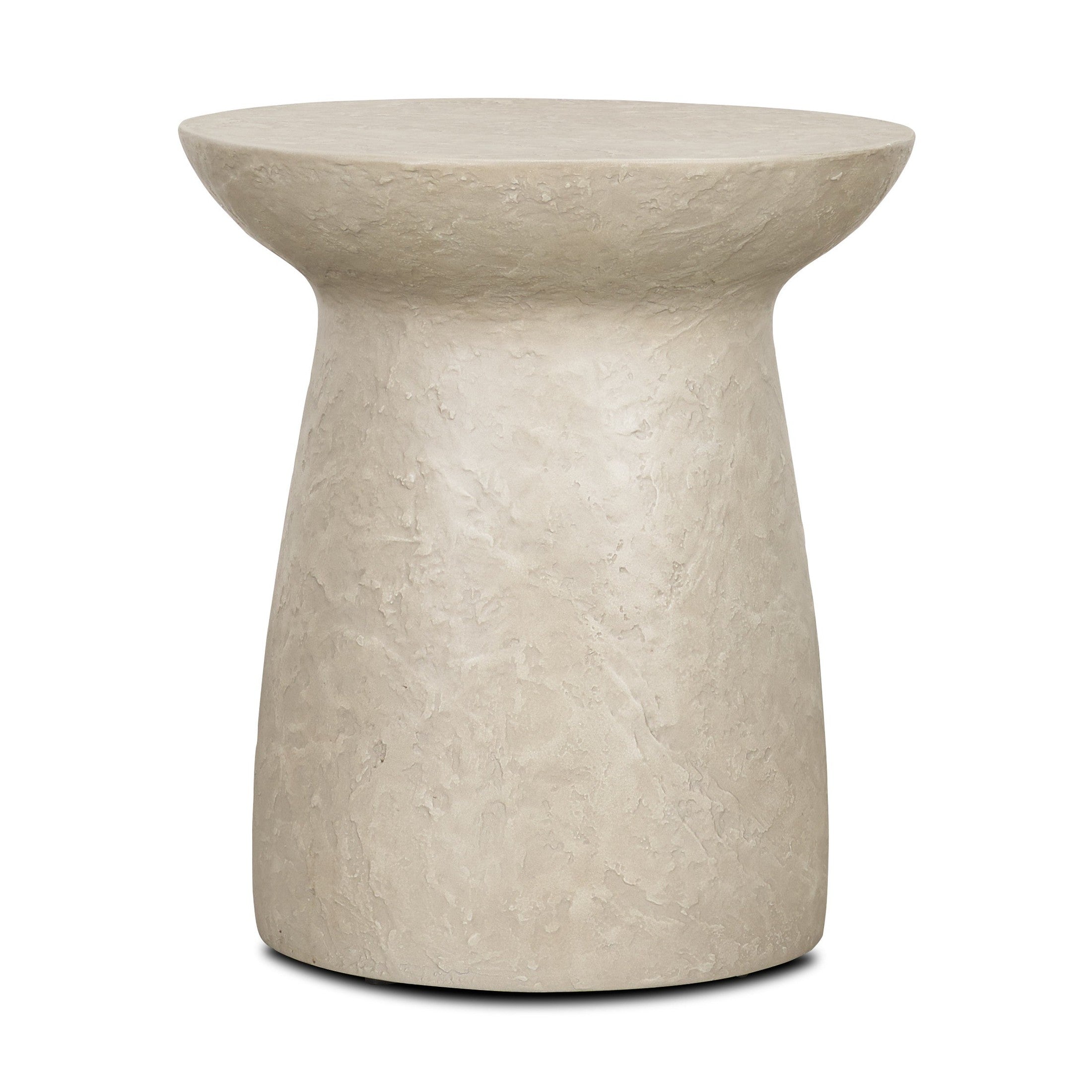 Mesa Round Stone Finish Pillar Accent Table