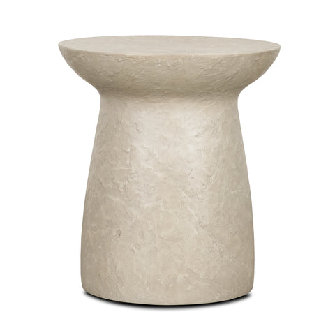 Mesa Round Stone Finish Pillar Accent Table