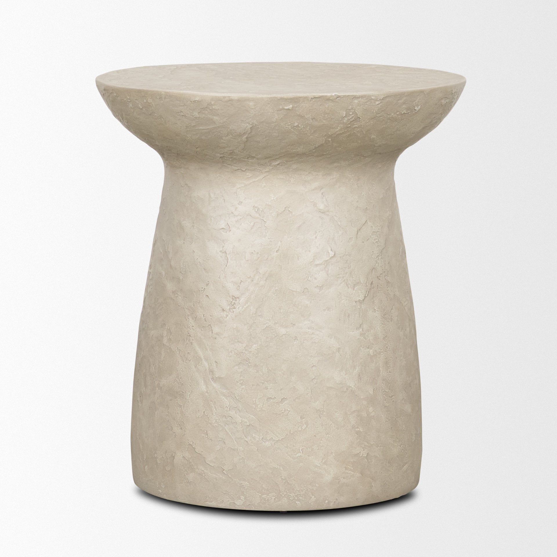 Mesa Round Stone Finish Pillar Accent Table
