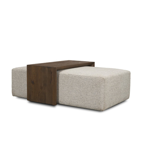 Trayden Gray Fabric w/ Brown Slider Top Coffee Table