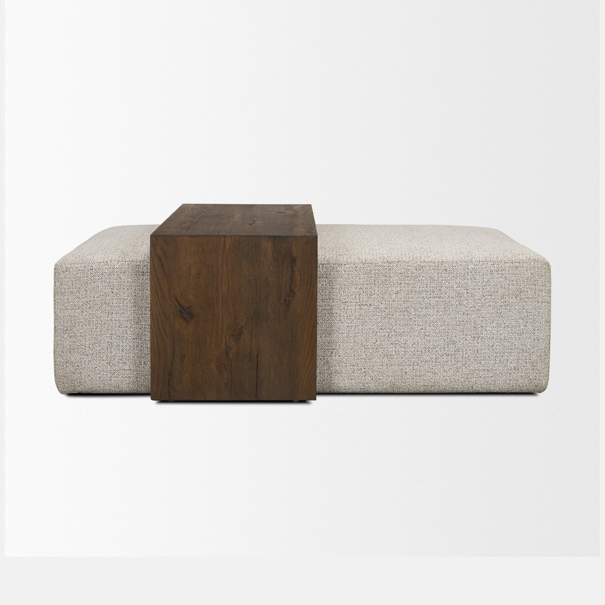 Trayden Gray Fabric w/ Brown Slider Top Coffee Table