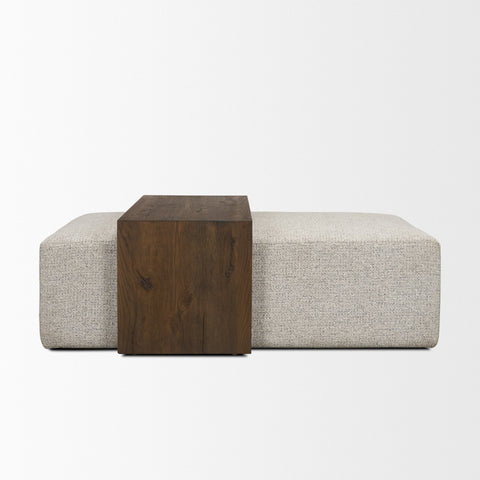 Trayden Gray Fabric w/ Brown Slider Top Coffee Table