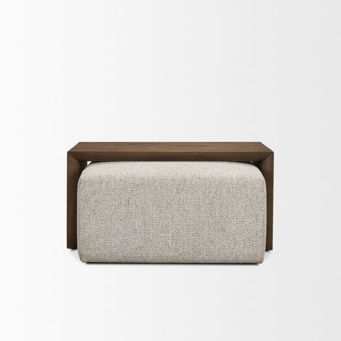 Trayden Gray Fabric w/ Brown Slider Top Coffee Table