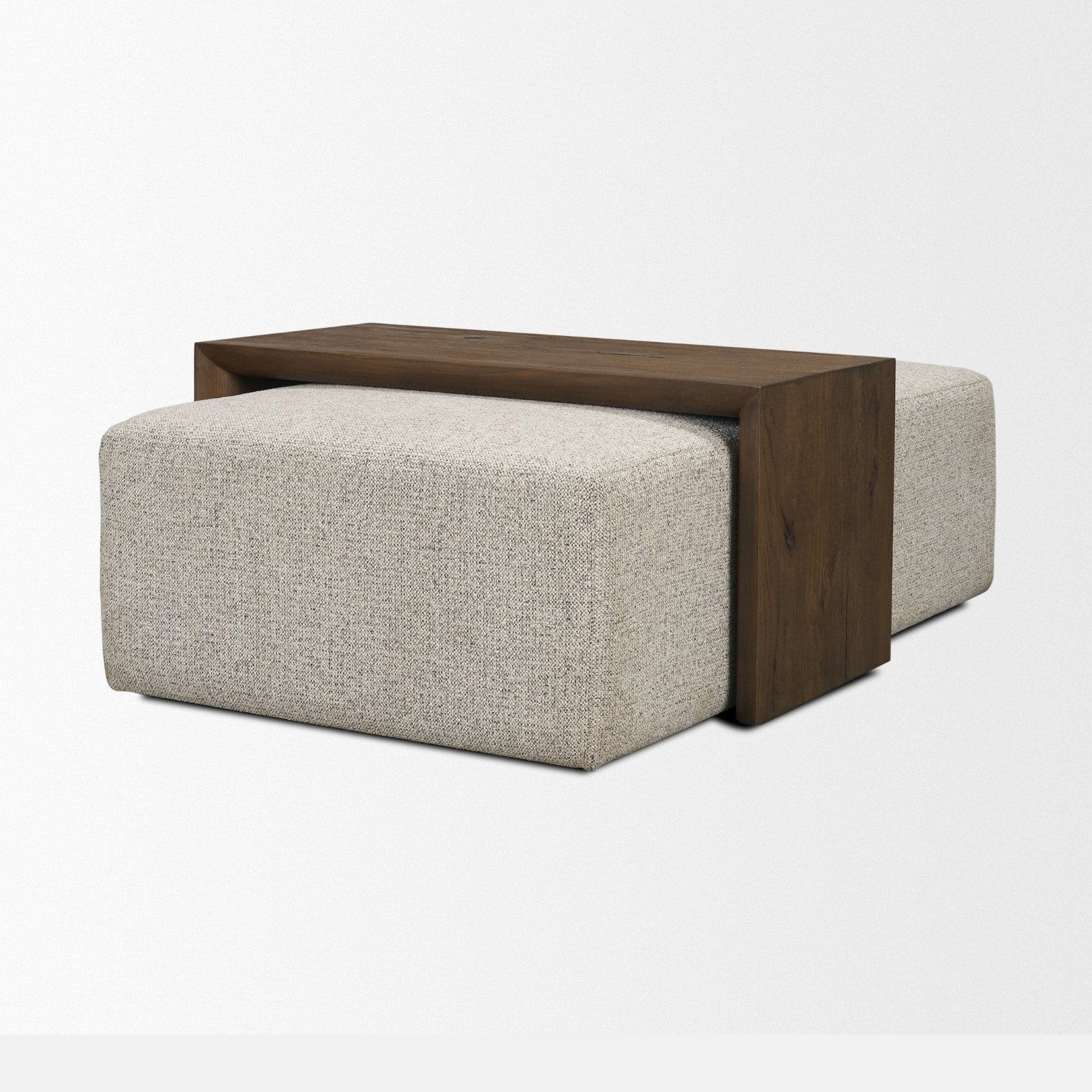 Trayden Gray Fabric w/ Brown Slider Top Coffee Table