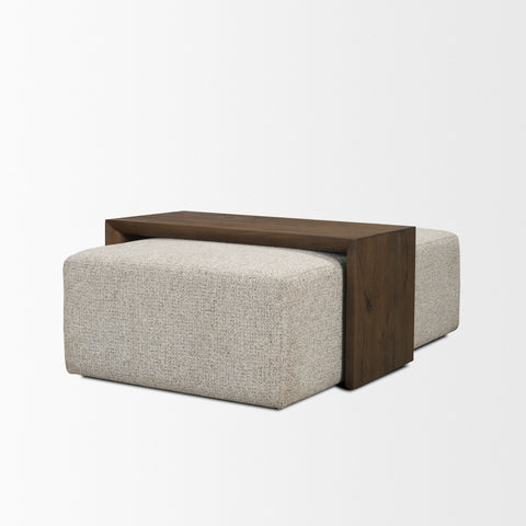 Trayden Gray Fabric w/ Brown Slider Top Coffee Table