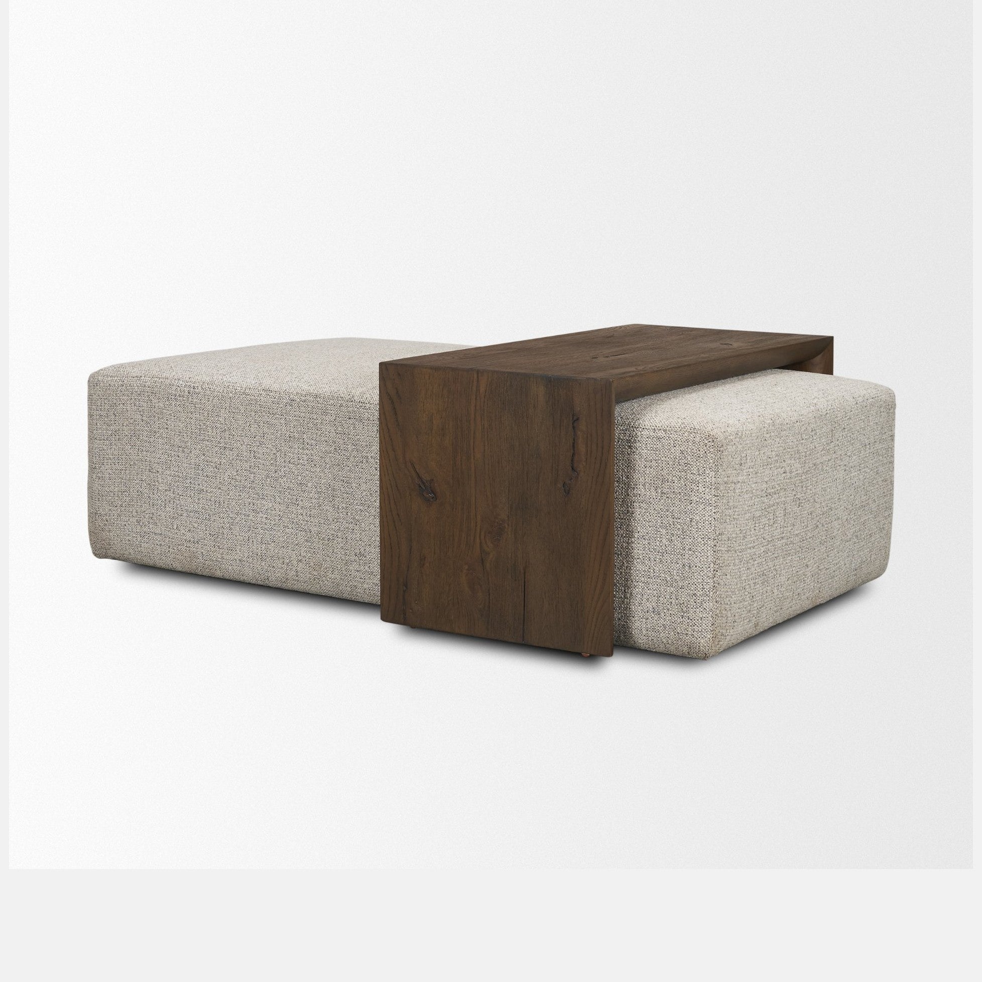 Trayden Gray Fabric w/ Brown Slider Top Coffee Table