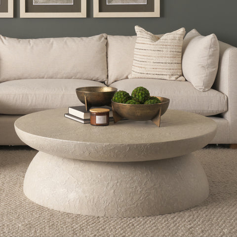 Mesa 48" Round Stone Finish Coffee Table