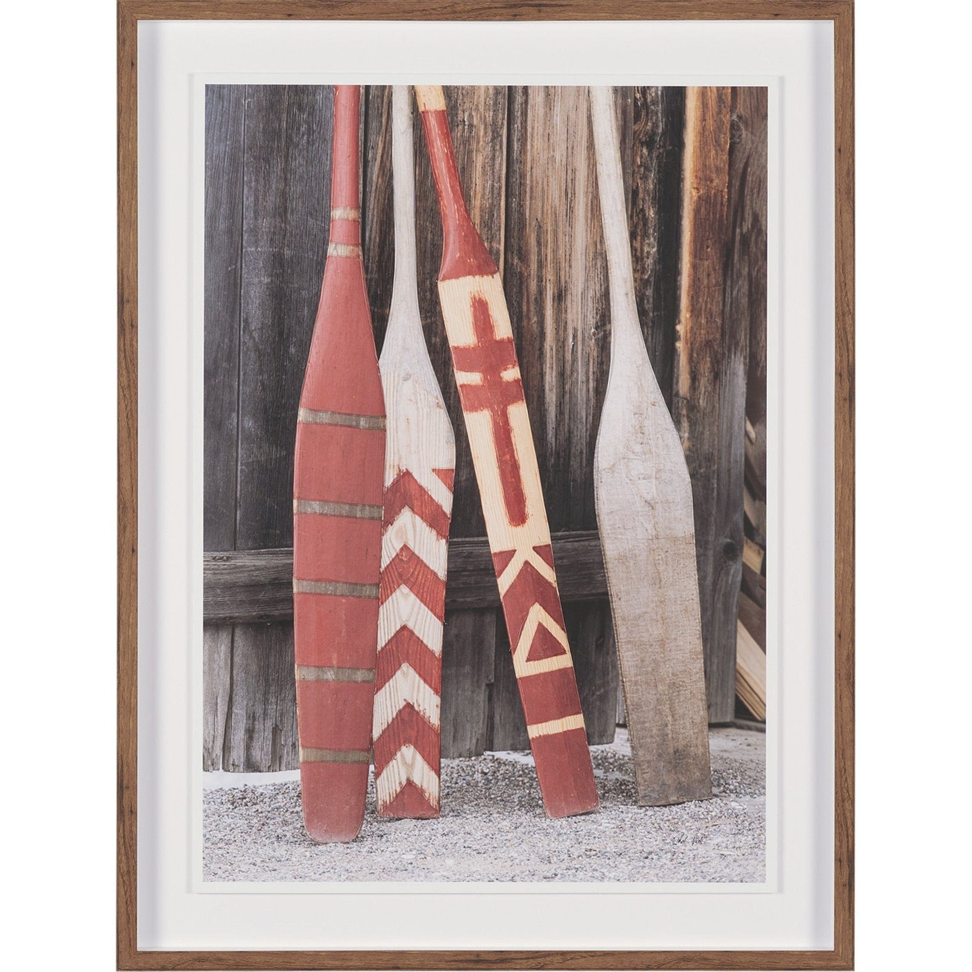 Canoe Hand Embelished Framed Art Print Matted under Glass