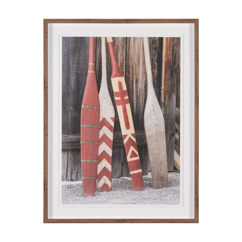 Canoe Hand Embelished Framed Art Print Matted under Glass