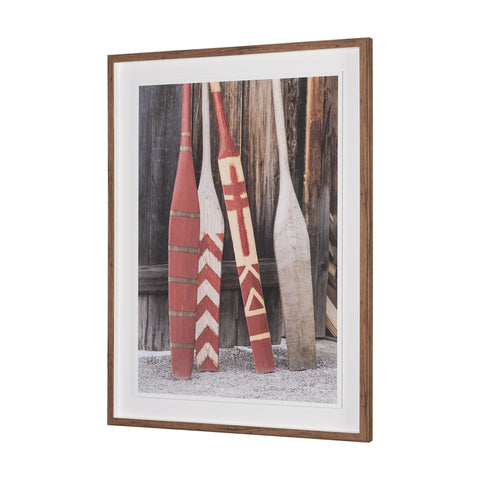 Canoe Hand Embelished Framed Art Print Matted under Glass