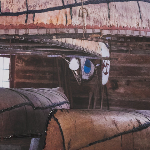 Canoe Hand Embelished Framed Art Print Matted under Glass