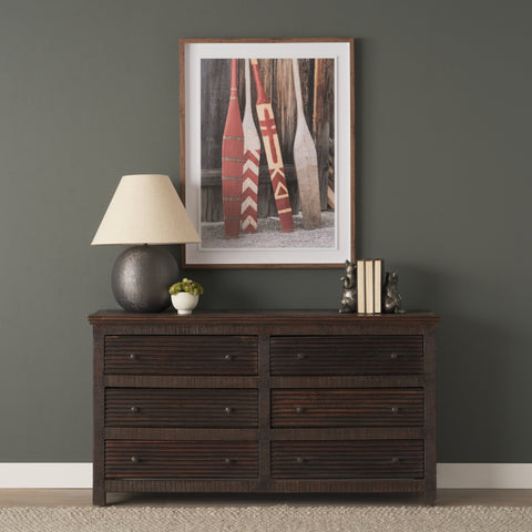 Canoe Hand Embelished Framed Art Print Matted under Glass