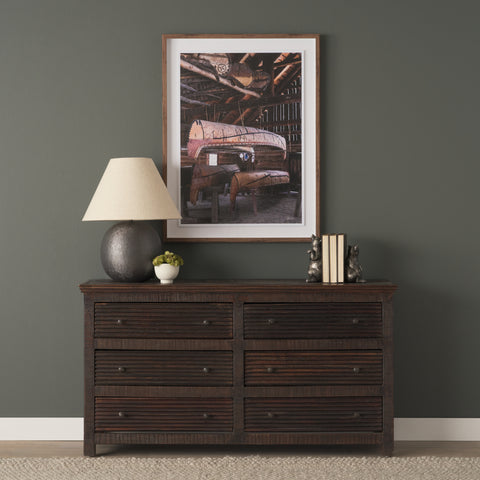 Canoe Hand Embelished Framed Art Print Matted under Glass