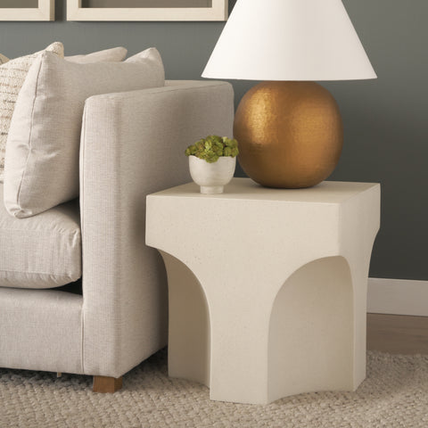 Bunda Square Sculptural Stone Finish Accent Table