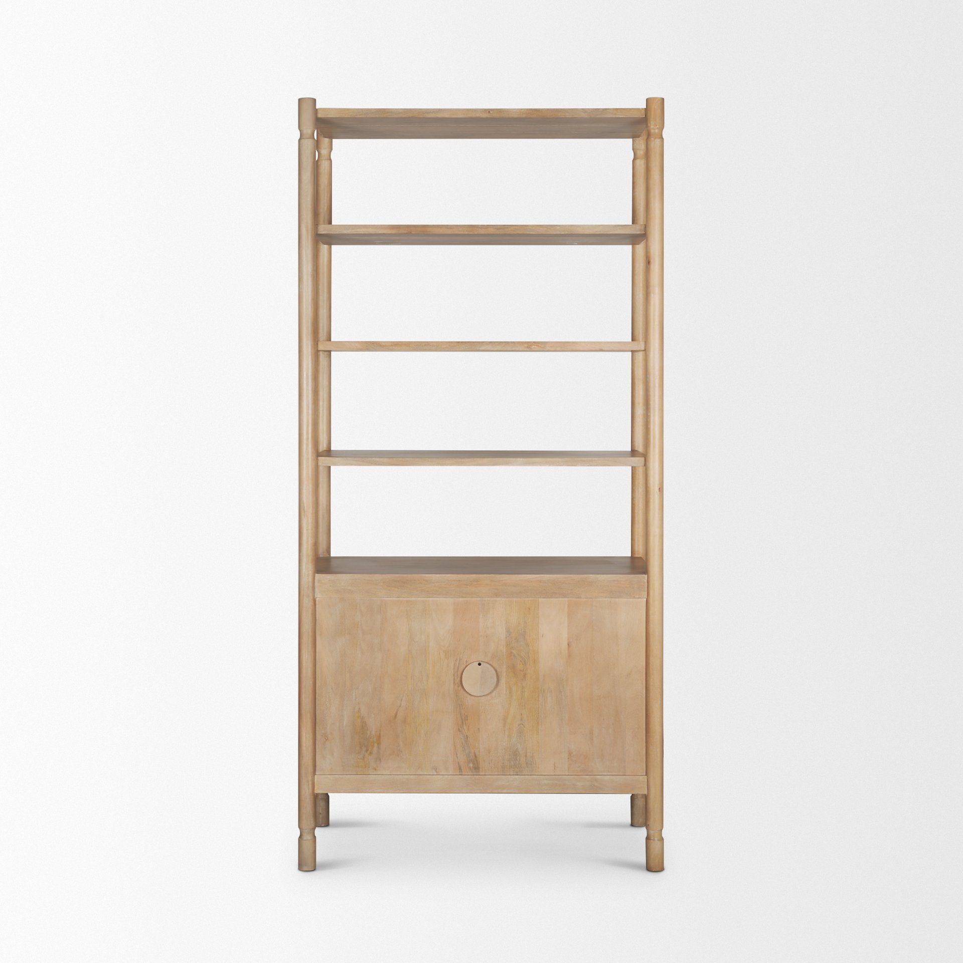 Phil Light Brown Wood 2 Door 3 Shelves Open Shelving Unit