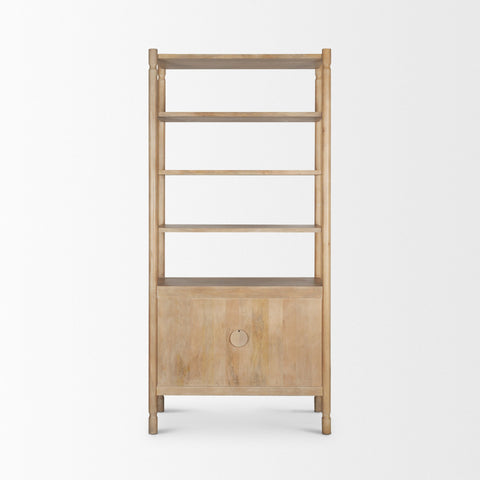 Phil Light Brown Wood 2 Door 3 Shelves Open Shelving Unit