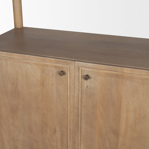 Phil Light Brown Wood 2 Door 3 Shelves Open Shelving Unit