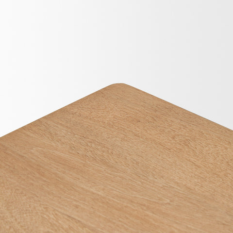 Trellyn Brown Wood w/ Carved Woven Base Square Accent Table