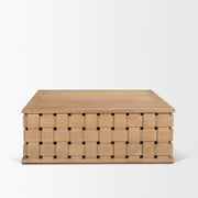 Trellyn 48" Brown Wood w/ Carved Woven Base Square Coffee Table
