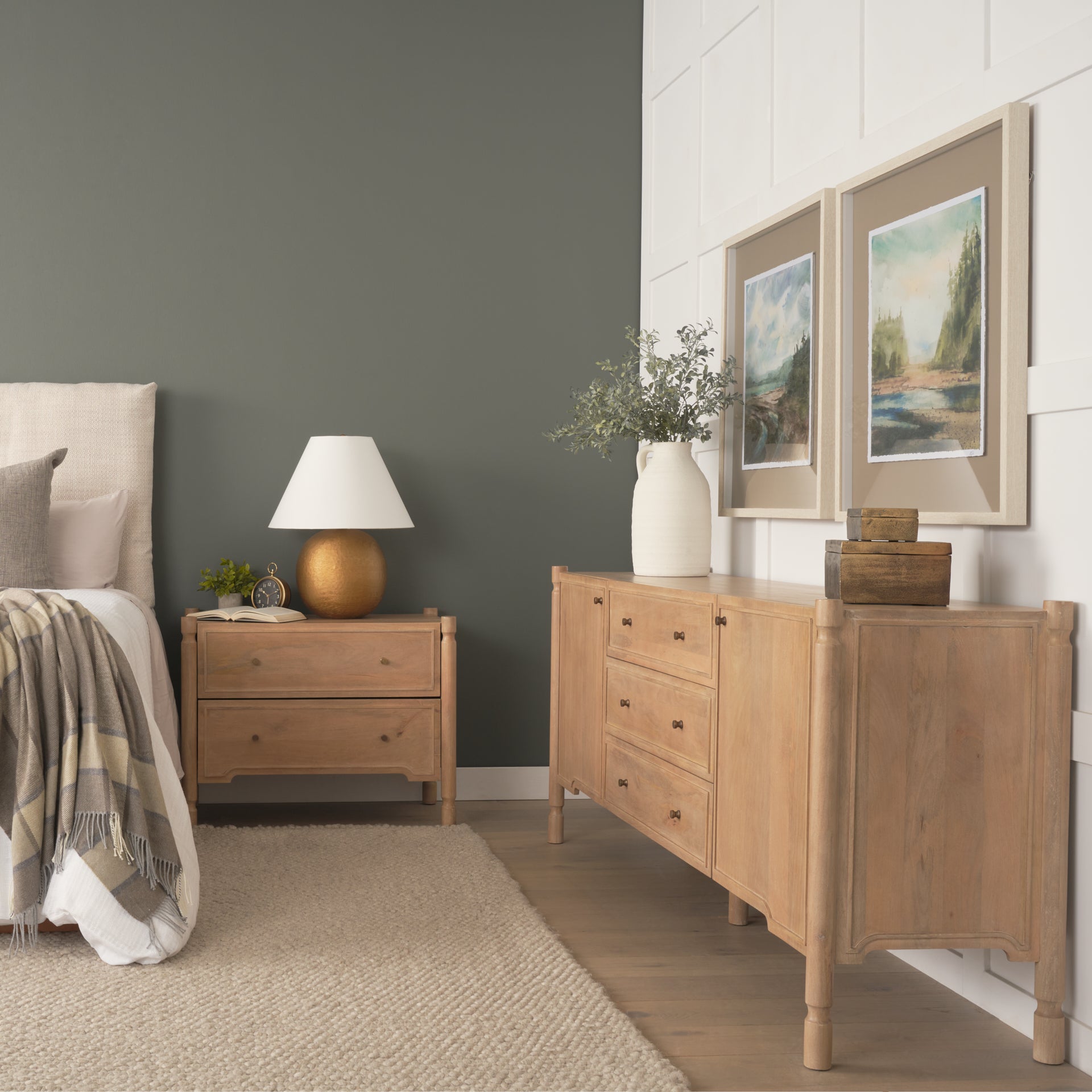 Phil Light Brown Wood 2 Drawer Accent Cabinet