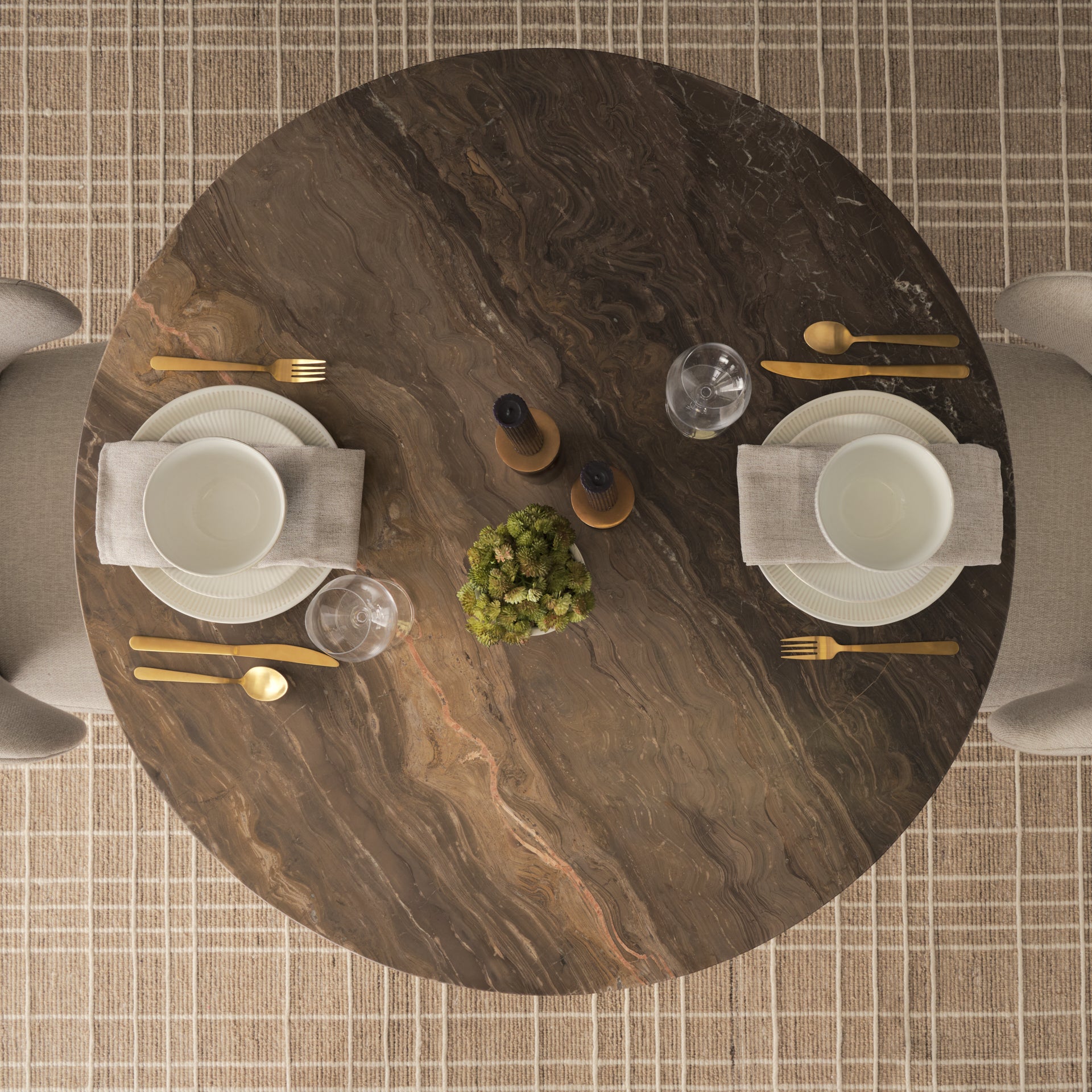 Allyson Round Marble Dining Table